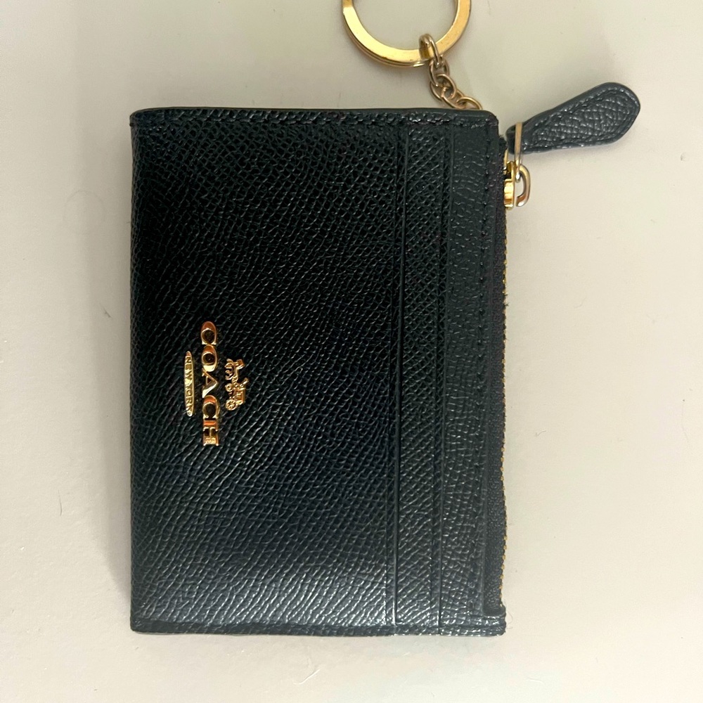 Black leather Coach Id wallet case
